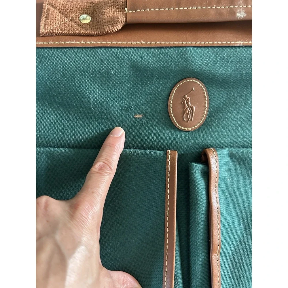 Vintage Polo Ralph Lauren Green Garment Bag Tote Duffle Luggage Travel Lot